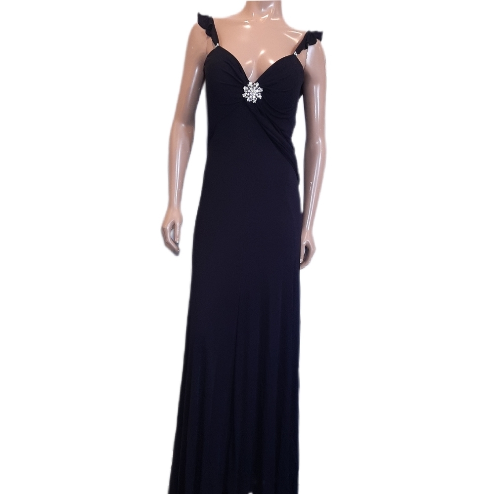 Marc Bouwer Glamit! Formal Maxi Gown Black Sleeveless Rhinestone Wedding Prom 10